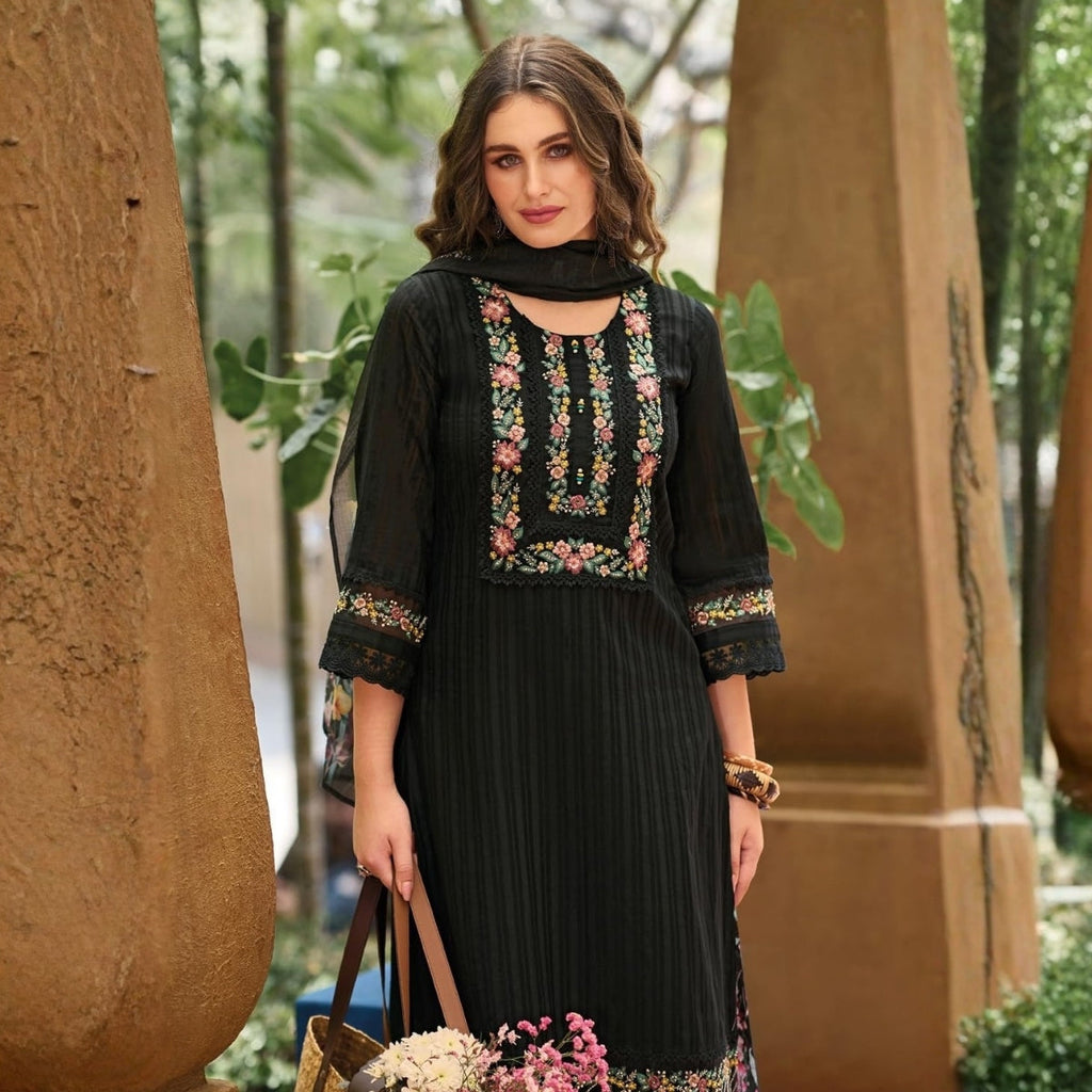 Pack of 2 Premium Cotton Kurtis with Plazzo Pant & Dupatta – Casual Ethnic| C-11