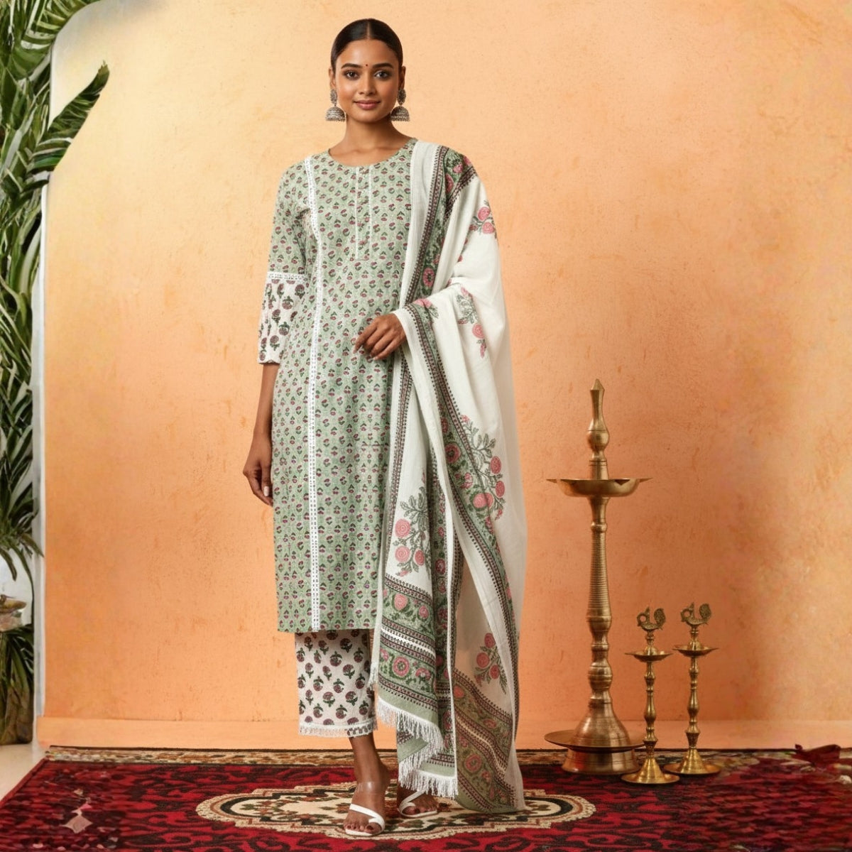 Pack of 2 Cotton Kurtis with Pant & Dupatta | C-05