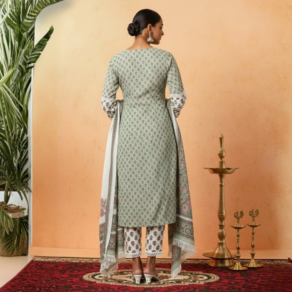 Pack of 2 Cotton Kurtis with Pant & Dupatta | C-05