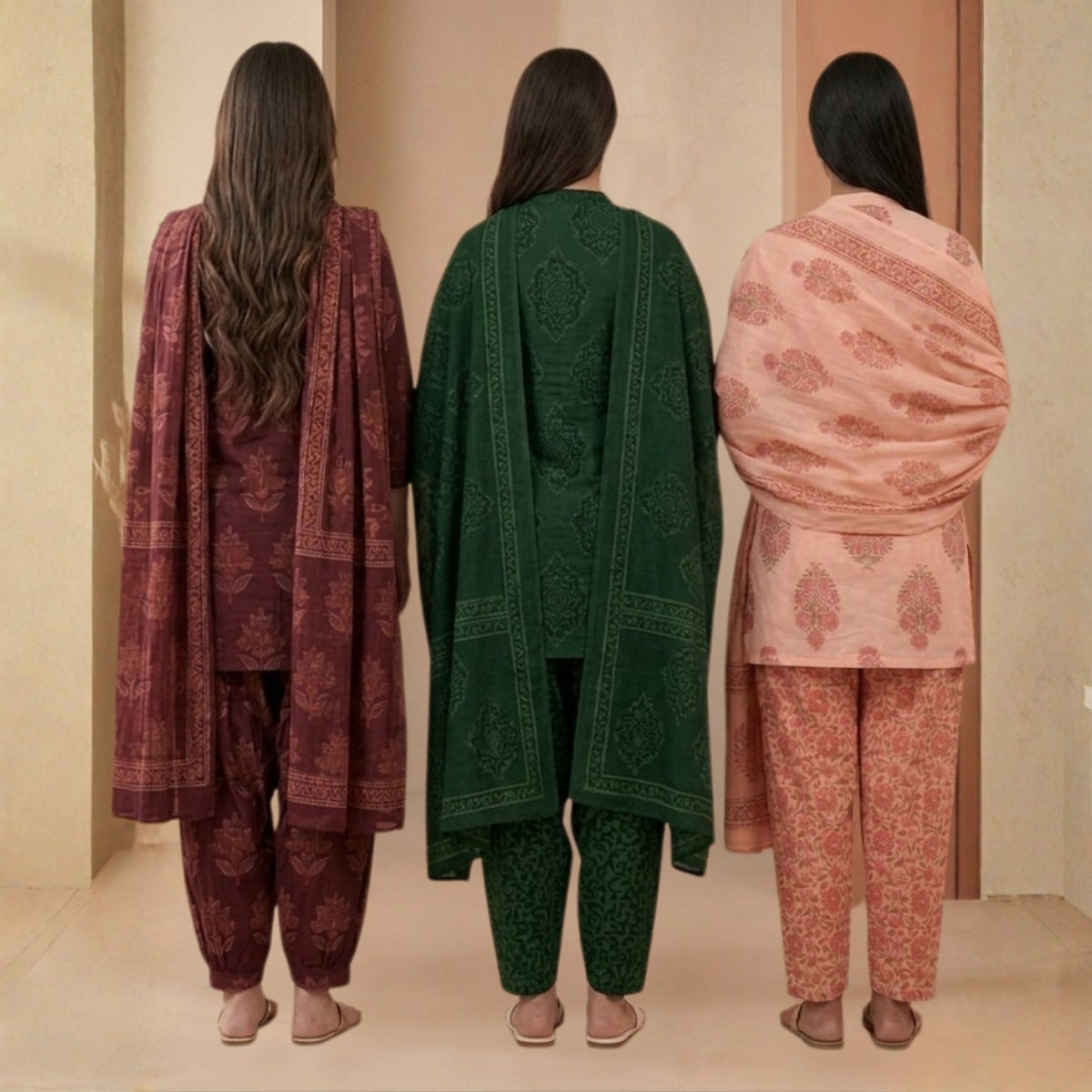 Pack Of 3 Farshi Salwar Kurta Set With Dupatta ( CKD_01)