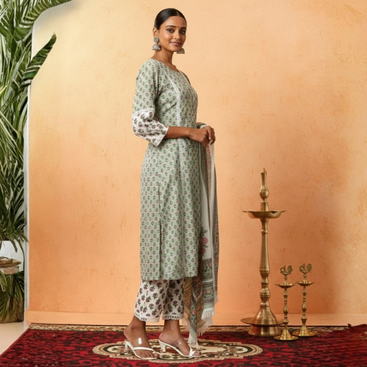 Pack of 2 Cotton Kurtis with Pant & Dupatta | C-05