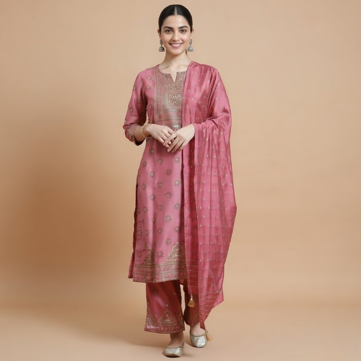 Women's Pack of 3 Pure Cotton Kurtis with Pant & Dupatta |C-015